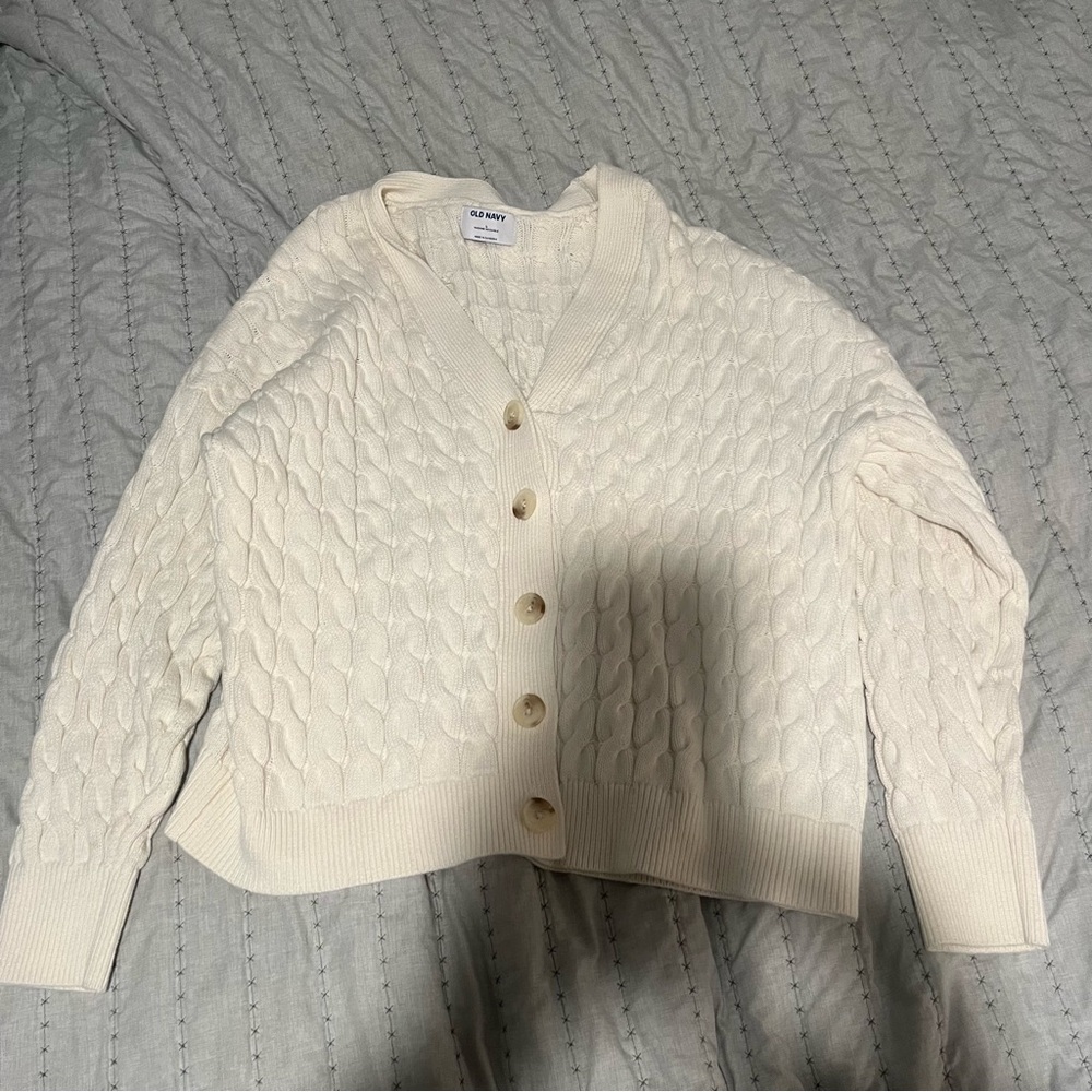 Old Navy Cream Cable Knit Cardigan
